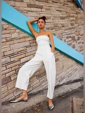 Free People WE THE FREE JE SUIS PRET BARREL JUMPSUIT IN STONE WHITE